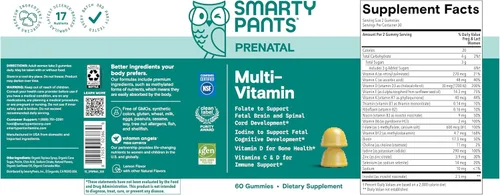 Miniatura 13 de SmartyPants Vitaminas prenatales para mujeres, gomitas multivitamínicas: vitaminas pre y posnatales, biotina, metilfolato, vitamina D3, C, vitamina