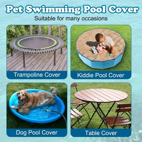 Miniatura 6 de Rypet Cubierta plegable redonda para piscina de mascotas de 71 pulgadas, fundas de piscina para niños, a prueba de fugas, lavables, accesorios