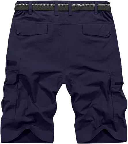 Miniatura 2 de Pantalones cortos de senderismo para hombre, de secado rápido, ligeros, transpirables, para exteriores, de carga., Azul, 38