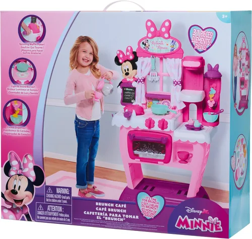 Miniatura 8 de Just Play - Estación de cocina Brunch Cafe de Minnie Mouse de Disney Junior Happy Helpers, juego de cocina para niños, juguetes para niños de 3 años