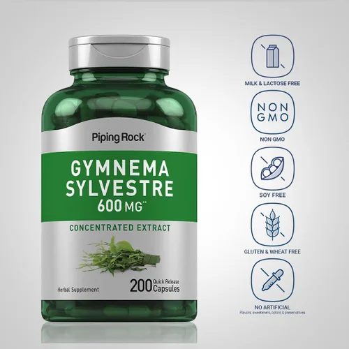Miniatura 3 de Piping Rock Gymnema Sylvestre Suplementos 200 cápsulas Extracto de hierbas concentrado Sin OMG y sin gluten