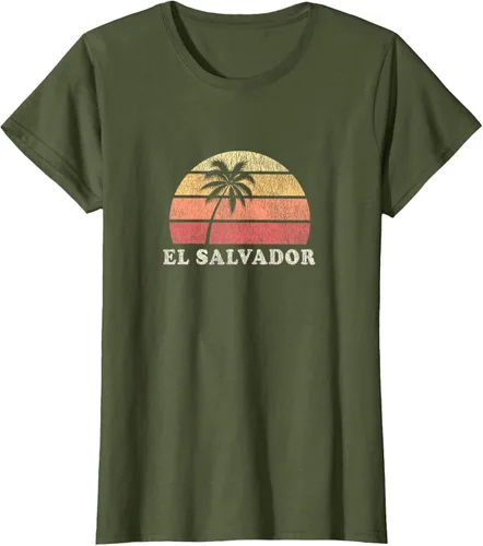 Miniatura 68 de El Salvador Vintage 70s Retro Throwback Design Camiseta, Azul