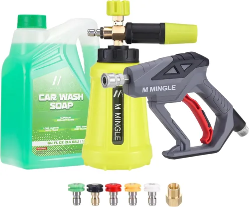 Miniatura 11 de M MINGLE Pistola de lavado de alta presión con cañón de espuma, cañón de espuma, accesorio de doble conector, kit de pistola de espuma de lavado