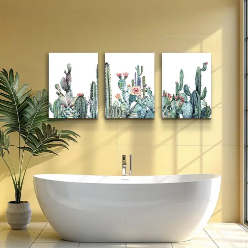 Miniatura 7 de Lienzo decorativo para pared de dormitorio, sala de estar, impresiones en lienzo, obras de arte, decoración de pared de baño, plantas verdes, Verde