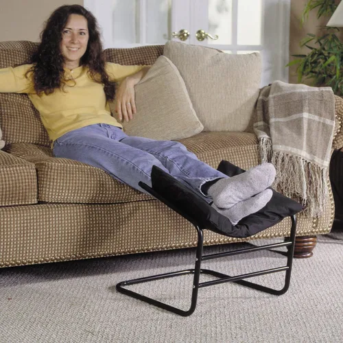 Miniatura 6 de ETNA Reposapiés otomano, reposapiés de apoyo para silla, sofá, reposapiés de oficina, hamaca para debajo del escritorio, taburete acolchado negro