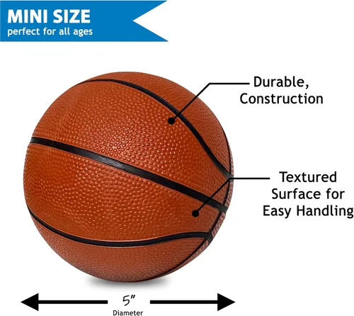 Miniatura 2 de Botabee Mini pelotas de baloncesto de goma de 5 pulgadas (paquete de 2) – Rebote realista y agarre para juego en interiores y exteriores