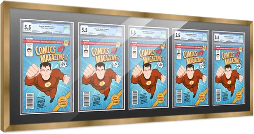 Miniatura 130 de Marco de cómic con paspartú para 8 CGC, CBCS o PGX Graded Comics - Marco de cómic blanco para cómics de 8.125 x 13 pulgadas Marco blanco