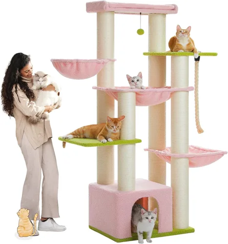 Miniatura 12 de MUTTROS Maine Coon Árbol para Gatos-67 Torre Grande para Gatos de Interior Gatos Grandes Adultos con 7 Postes Rascadores Negros Gruesos (φ4.3)