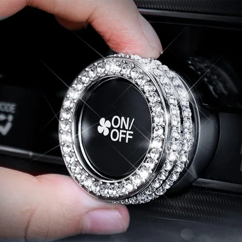 Miniatura 5 de 3 piezas de cubierta de perilla de interruptor de aire acondicionado brillante con cristales de rhinestone compatible con accesorios Honda 10ª