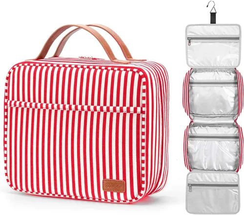 Miniatura 9 de Bosidu Neceser de viaje colgante, organizador de artículos de tocador de viaje de gran capacidad para mujeres con 4 compartimentos y 1 gancho