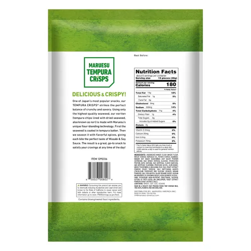 Miniatura 2 de Maruesu Tempura - Patatas fritas de algas marinas sabor Wasabi y Soja, 6 onzas