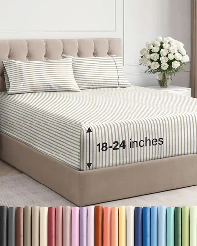 Miniatura 43 de Sábanas King divididas con bolsillos extra profundos, sábanas transpirables y refrescantes de 5 piezas, sábanas de lujo para hotel, suaves, sin 22