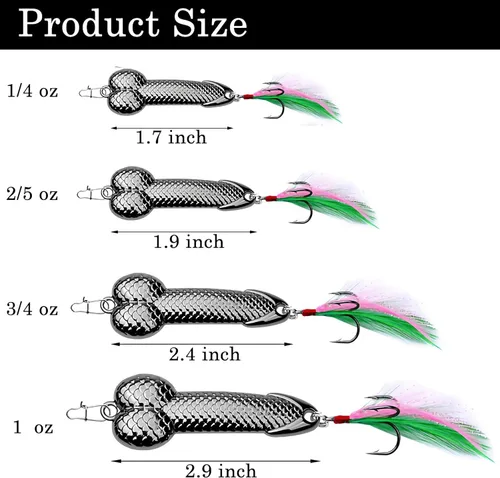 Miniatura 6 de Señuelos de Pesca Regalo de Broma para Hombres, Regalo de Elefante Blanco Día del Padre Pescador Pescadores Señuelos de Cucharas con Lentejuelas
