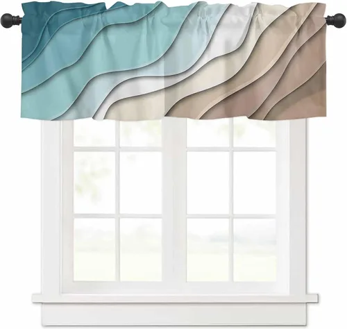 Miniatura 36 de Cortina de cenefa negra degradada para ventanas de kithchen, negro, blanco, gris, degradado, moderno, abstracto, geométrico, cenefa con bolsillo