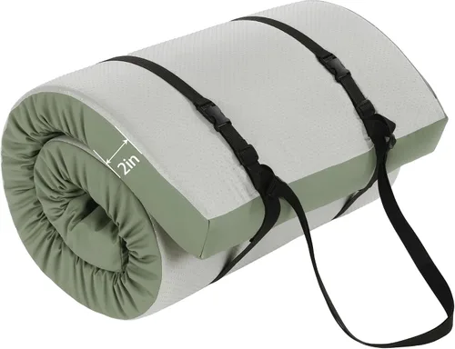 Miniatura 9 de MABOZOO Tapete de yoga de 2 pulgadas de grosor, 72 x 24 x 2 pulgadas, plegable, extra grueso, tapete de gimnasia con piel sintética, tapete de yoga