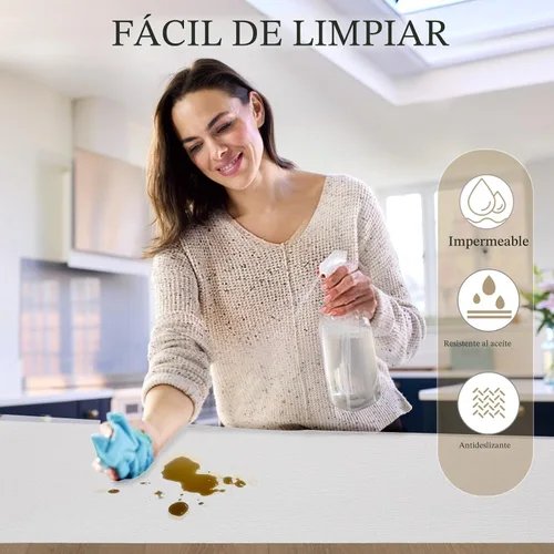 Miniatura 4 de Beautysaid Revestimiento de estante y cajón para armario de cocina, papel antideslizante no adhesivo, impermeable, lavable, grueso para tocador
