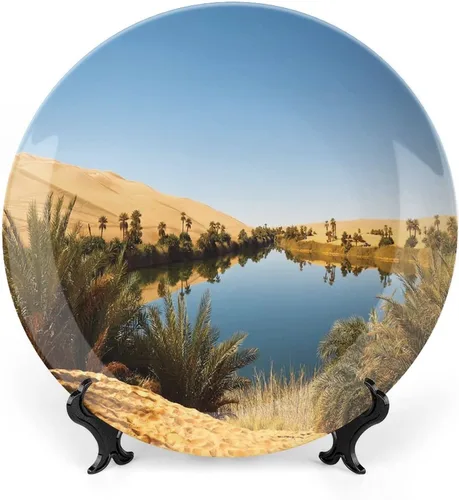 Miniatura 8 de Placa decorativa de 8 pulgadas, artesanía de cerámica roja oscura, rosas rojas con gotas de agua, placa de exhibición de cerámica para adornos Rojo