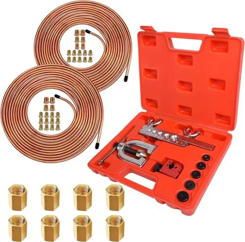 Miniatura 10 de MuHize Kit de línea de freno de doble tamaño (1/4 + 3/16 pulgadas), tubo de freno de níquel de cobre de 25 pies para Ford/Toyota Tacoma, resistente