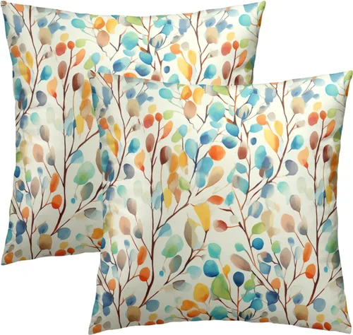 Miniatura 16 de Juego de 2 fundas de cojín decorativas con bandera americana y flores de amapola roja y azul, 16 x 16 pulgadas, fundas cuadradas para sofá, sillón