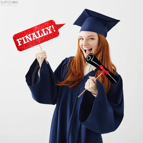Miniatura 7 de KatchOn, Accesorios para cabina de fotos de graduación 2026 – Paquete de 21 Decoraciones de graduación rojas y negras 2026, accesorios