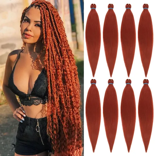 Miniatura 7 de Leeven 26 pulgadas, 2 paquetes de cabello trenzado color lila claro preestirado, cabello trenzado lavanda preestirado, extensiones de cabello