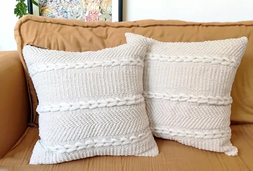 Miniatura 10 de Juego de 2 fundas de almohada decorativas grandes de 20 x 20 pulgadas, estilo bohemio, de algodón, para decoración de granja, juego de 2 fundas