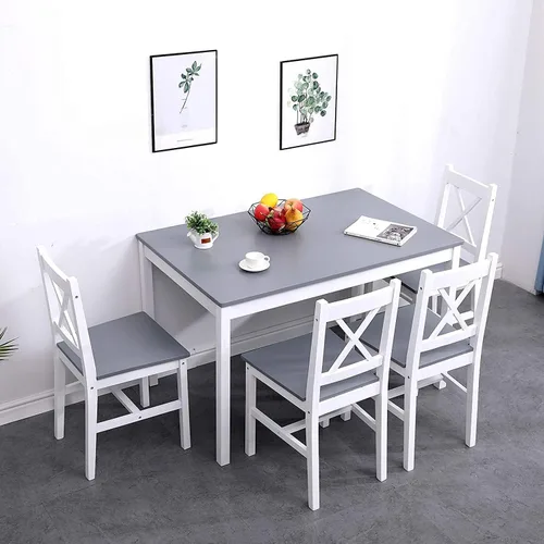 Miniatura 7 de SogesPower Juego de mesa de comedor para 4, juego de mesa de comedor de madera de 5 piezas con 4 sillas para cocina, comedor, restaurante, espacio