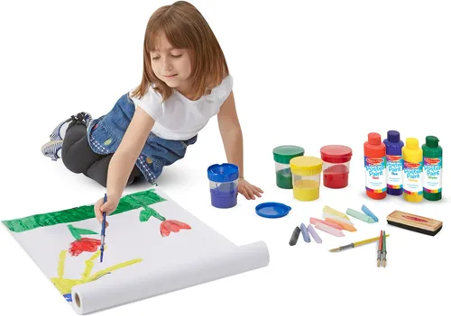 Miniatura 3 de Melissa & Doug Juego de accesorios de caballete – pintura, vasos, pinceles, tiza, papel, marcador de borrado en seco – Certificado FSC