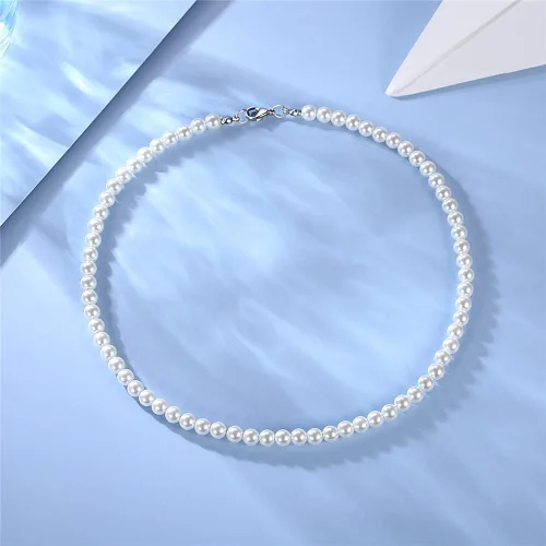 Miniatura 6 de Collar de perlas para hombre, collar de perlas blancas para mujer, collar de gargantilla de perlas redondas, joyería de perlas, Cuenta, Cuenta