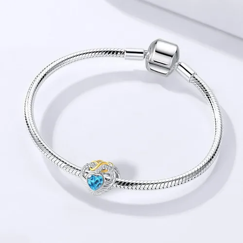 Miniatura 4 de QeenseKc Ene-Dic - Dijes de alas angulares con forma de corazón infinito y corazón calado para pulsera Pandora, Cristal Diamante de imitación