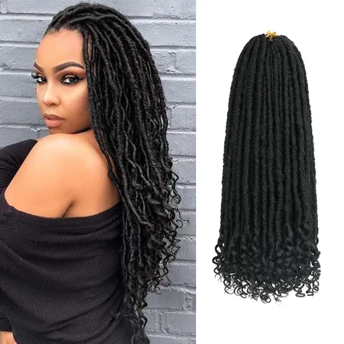 Miniatura 29 de 6 paquetes de cabello de ganchillo Goddess Locs, locs falsos rectos de 12 pulgadas para ganchillo, extensiones de cabello sintético suave rizado