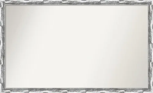 Amanti Art Silver Bathroom Mirror for Over Sink, 23x38 Custom Made Scratched Wave Chrome Rectangle Vanity Mirror, Large Traditional Wood Frame,
