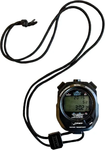 FINIS Cronómetro impermeable para entrenamiento de natación - Memoria dividida de 300 - Modo de frecuencia de carrera - Pantalla de fácil lectura