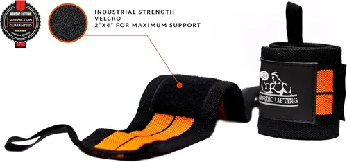Miniatura 4 de Nordic Lifting Muñequeras (2 pares/4 envolturas) de 14 pulgadas para levantamiento de pesas Entrenamiento cruzado Levantamiento de potencia