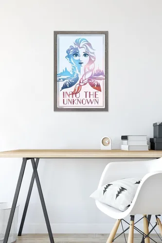 Miniatura 6 de Trends International Disney Frozen 2 - Póster de pared con texto en inglés "Into the Unknown", 14.725 x 22.375 pulgadas, versión enmarcada de madera