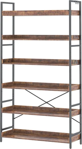 Miniatura 22 de HCHQHS - Estantería de 4 niveles, estantería industrial ajustable, estantería alta vertical, estanterías abiertas de madera y metal negro