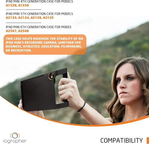 Miniatura 5 de iOgrapher Funda para iPad con asas para trípode y adaptador de lente, estabilizador de iPad para Mini 4ª, 5ª y 6ª generación, funda para tableta