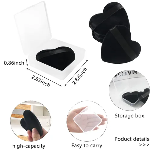 Miniatura 5 de 12 piezas de polvo en forma de corazón, soplo cosmético para cara, lavable, reutilizable, suave, esponja en polvo, esponja de maquillaje