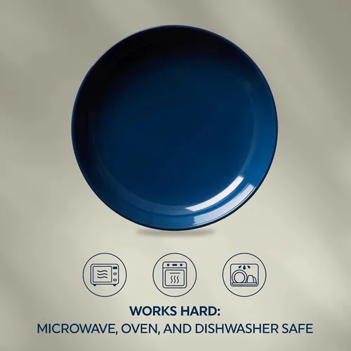 Miniatura 6 de Corelle - Plato hondo de cerámica, azul marino, esmalte sólido, paquete de 4