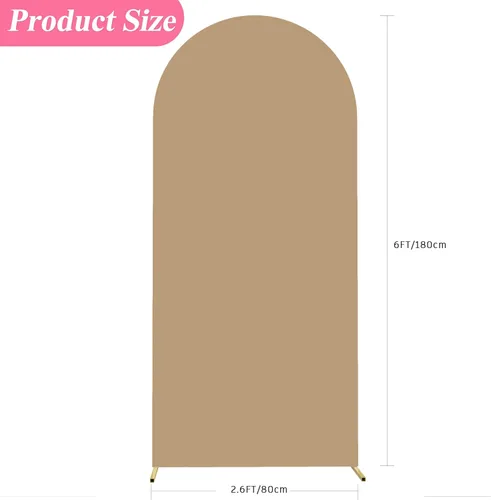 Miniatura 68 de Putros Cubierta de Arco de Boda 6 Pies Beige Spandex Ajustada Parte Superior Redonda Chiara Cubiertas de Soporte de Fondo para Decoración de Bodas