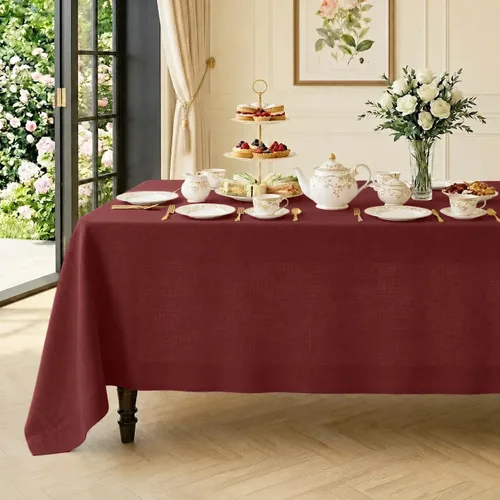Miniatura 10 de Classic Linen™ by D'Moksha - Mantel rectangular de 54 x 72 pulgadas, 100% lino puro, lavable a máquina para comedor, Día de la Madre, primavera