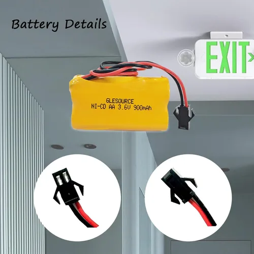 Miniatura 2 de XUNTU Batería de repuesto NiCad de 3.6V 900mAh AA ELB-B001 compatible con Lithonia ELB-B001 Lithonia EU2 LED Interstate ANIC1566 Unitech 0253799 Luz