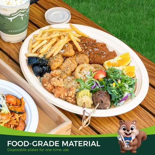 Miniatura 3 de Platos de papel ovalados 100% compostables de 12 pulgadas, paquete de 125 platos desechables grandes y resistentes para barbacoas, fiestas, pícnic