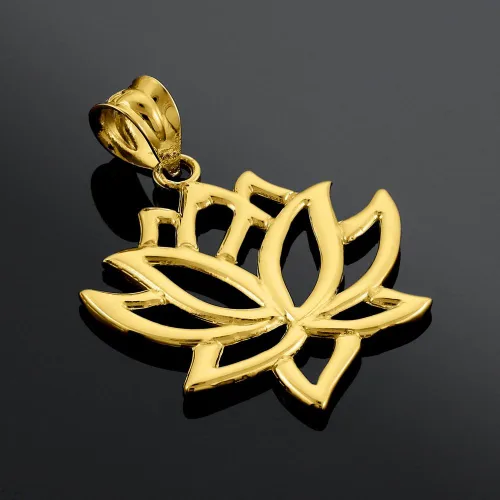 Miniatura 3 de Colgante de flor de loto de oro amarillo de 10 quilates