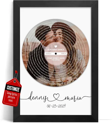 Miniatura 9 de VICILO Póster Enmarcado con Letras de Canción Personalizadas, Regalo para Padres, Acordes de Canción Perfectos, Pareja, 50° Aniversario de Boda