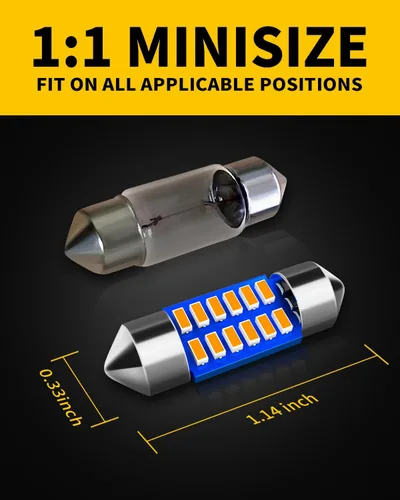 Miniatura 3 de Antline 6614 6641 6612F 6615 F30-WHP TS-14V1CP Bombilla LED de 1.142 in 1.14 pulgadas, amarillo ámbar, superbrillante, Canbus, libre de errores, 12