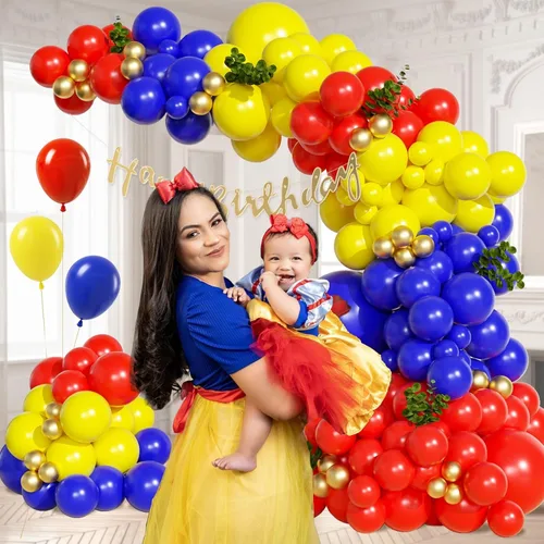 Miniatura 6 de Kit de guirnalda de arco de globos rojos, azules y amarillos, 131 piezas para decoraciones de fiesta de cumpleaños