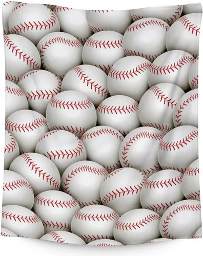 Miniatura 7 de Manta de béisbol para regalar – Manta deportiva de 30 x 40 pulgadas para niños, manta blanca de felpa suave para sofá, oficina