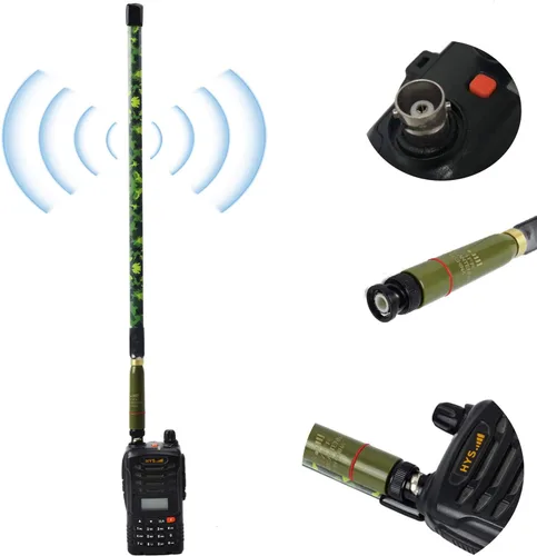 Miniatura 4 de HYS BNC CS Tactics Antenas plegables de doble banda 6.6 ft/27.6 in antena compatible con radio BNC portátil Cobra Midland Uniden de 144/430 Mhz Negro