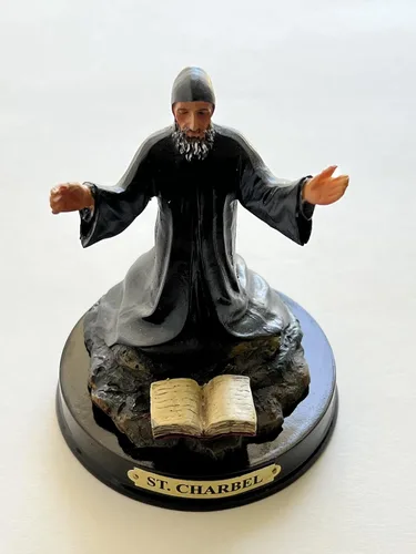 Miniatura 4 de Conjunto de San Charbel:"Novena San Charbel" Libro de Rezo, Rosario de Inoxidable y Estatua de San Charbel